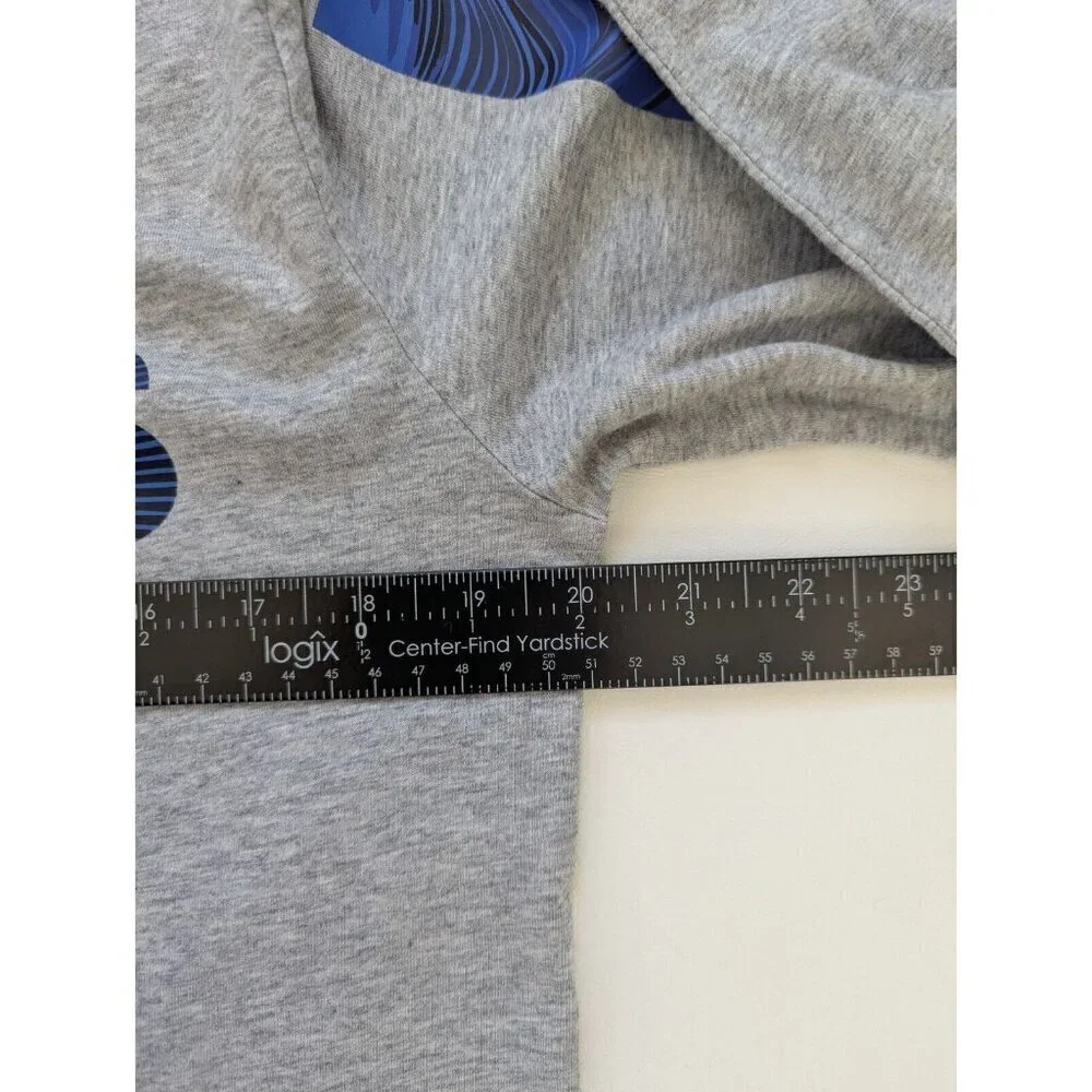 Adidas Linear Hooded Shirt Long Sleeve Youth Size XL 18/20 Grey With Blue Logos